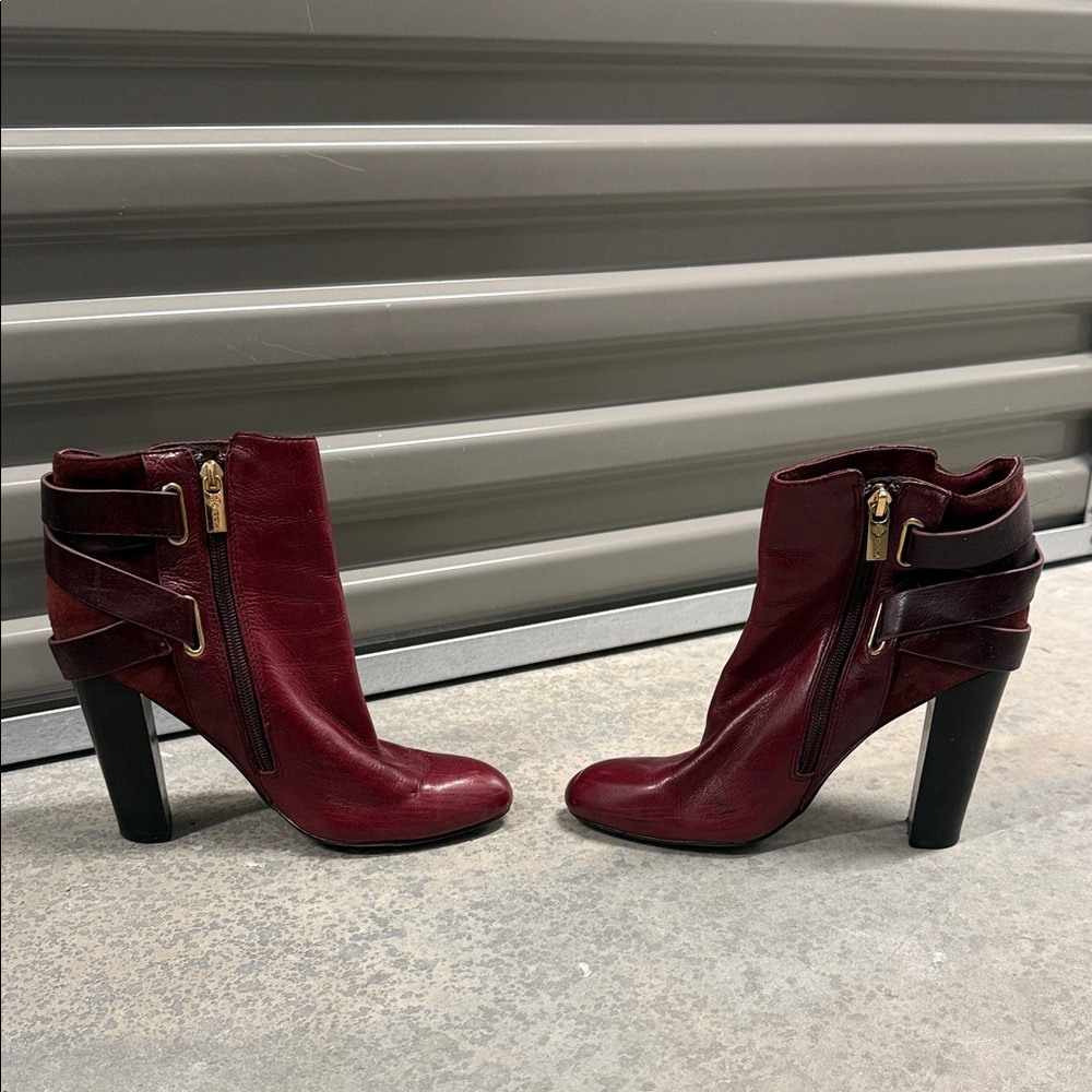 Isola Burgundy Heeled Boots with Black Accents